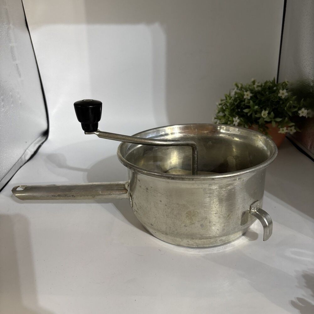 Vintage Foley Food Mill Masher Ricer Strainer Black Handle Used Condition